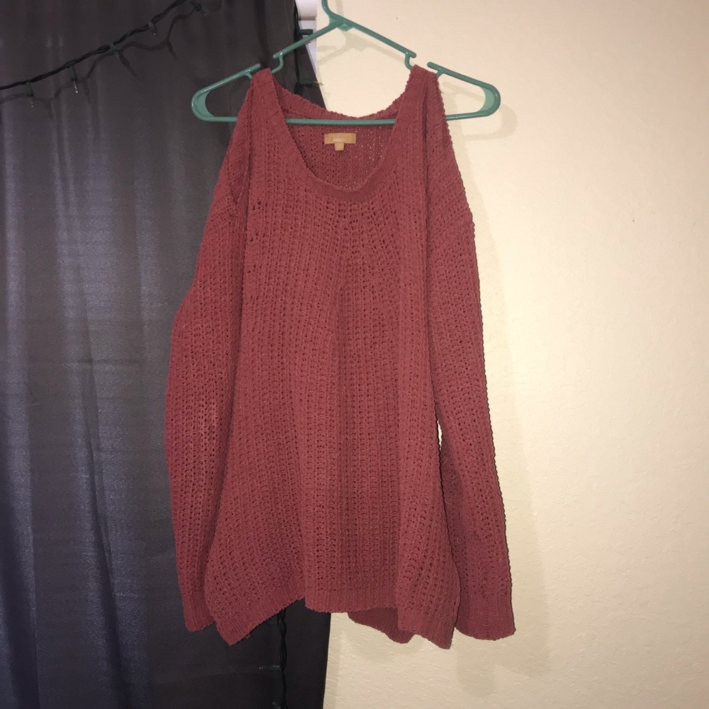 PINK COLD SHOULDER SWEATER